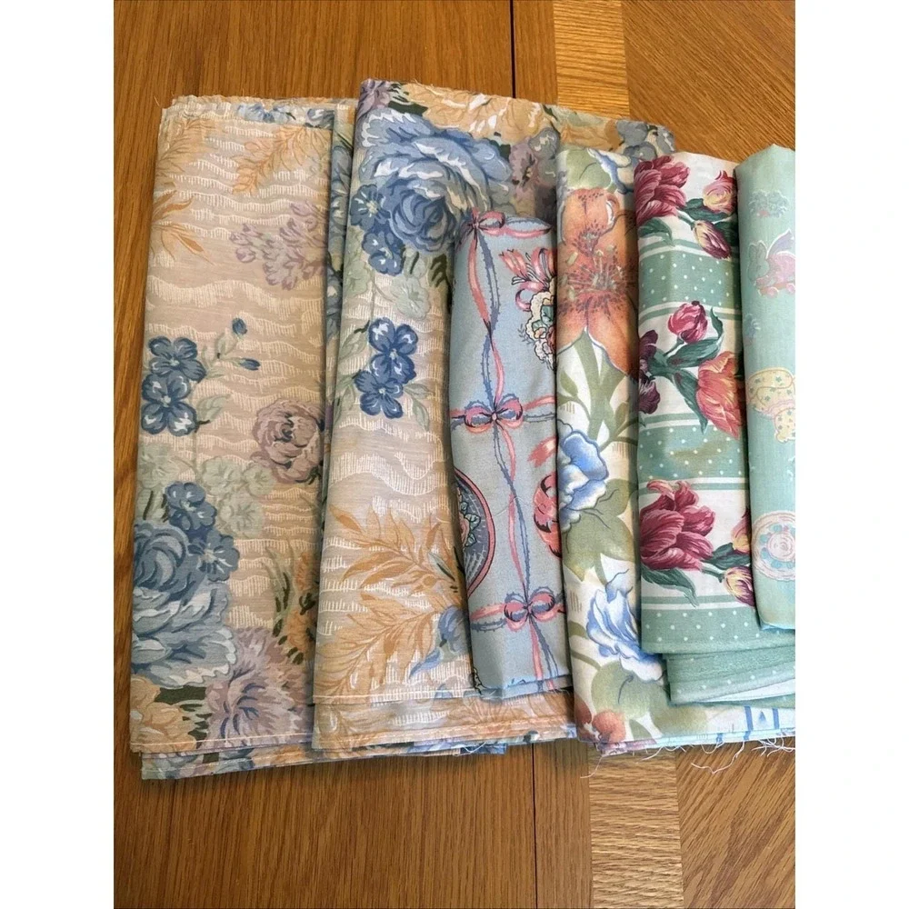Vintage Fabric Lot French Country Cottagecore Floral Shabby Chic 80s 90s Pastels